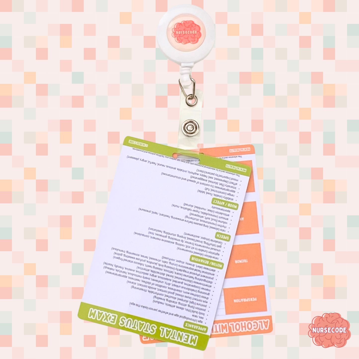 Psychiatric Assessment Mental Status Exam Alcohol Withdrawal Scale Healthcare Reference Card on Badge Reel