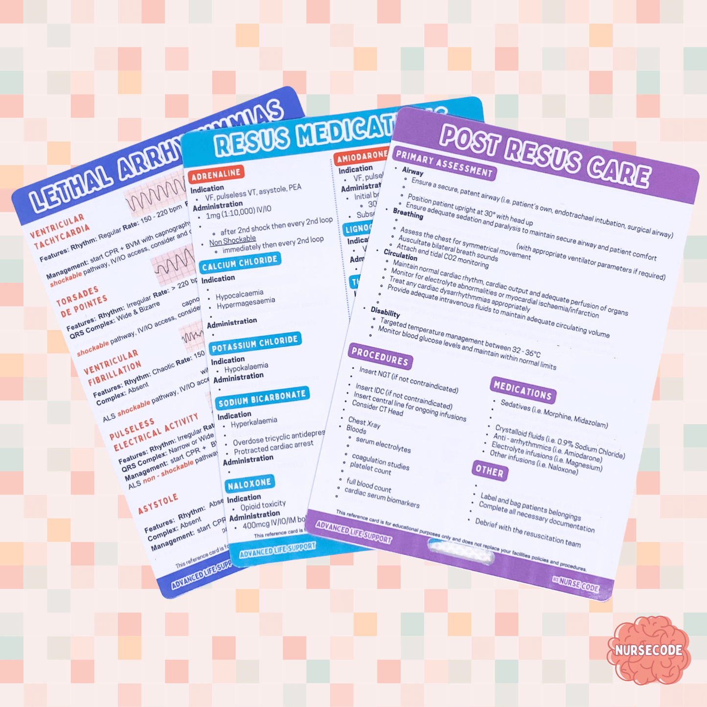 Advanced Resuscitation Reference Card Bundle – essential quick-reference tool for critical care nurses and paramedics.