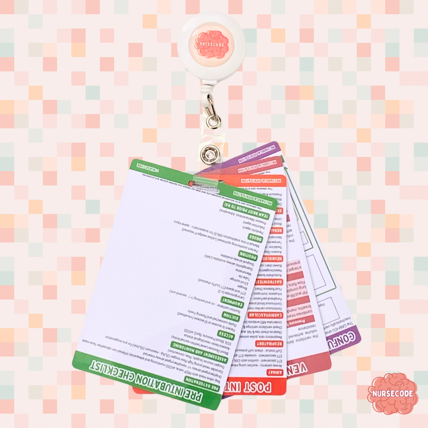 ED ICU Critical Care Mechanical Ventilation DOPES CAM ICU Reference Card Bundle on Badge Reel