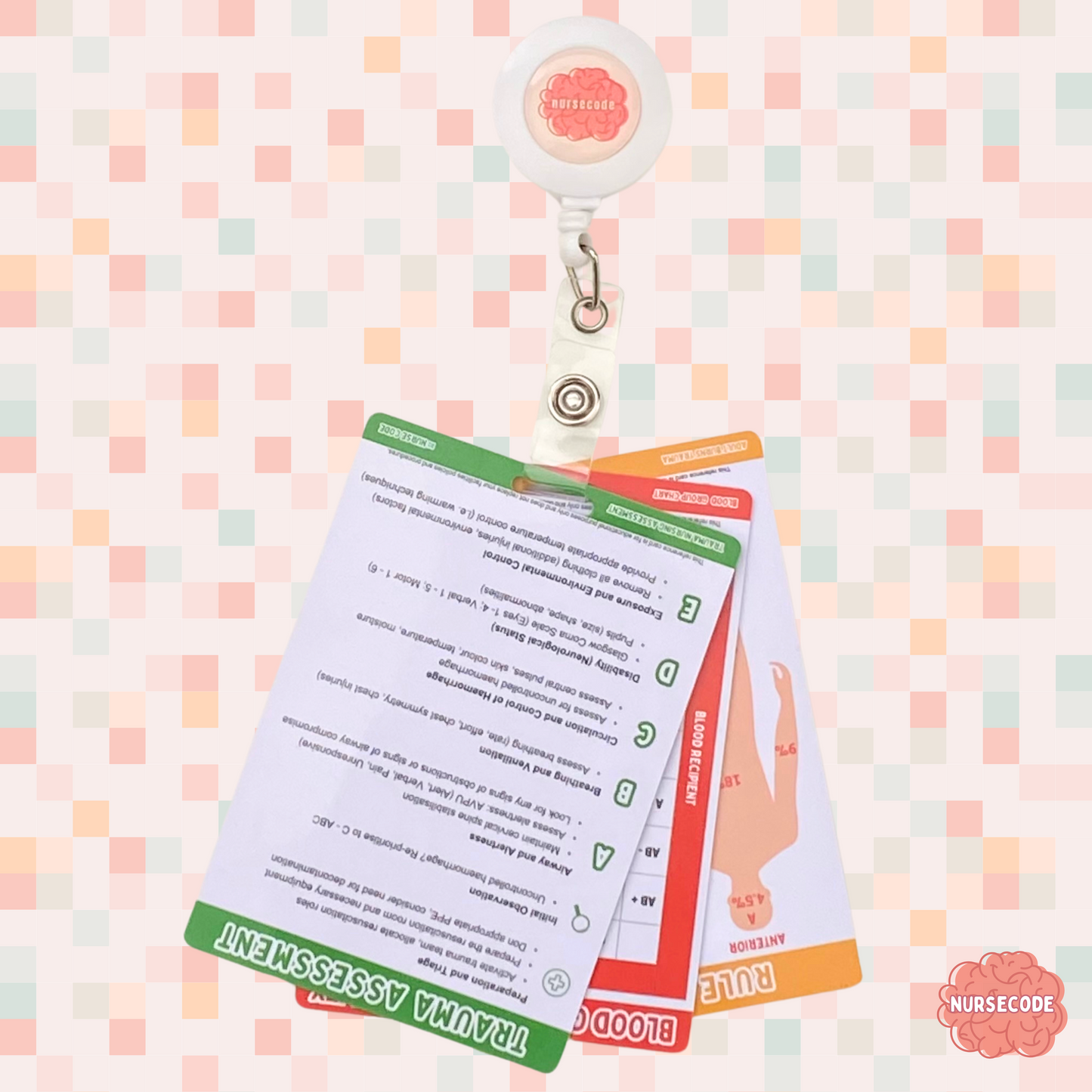 Trauma Assessment Burns Rule of Nine's Clinical Reference Cards on Badge Reel