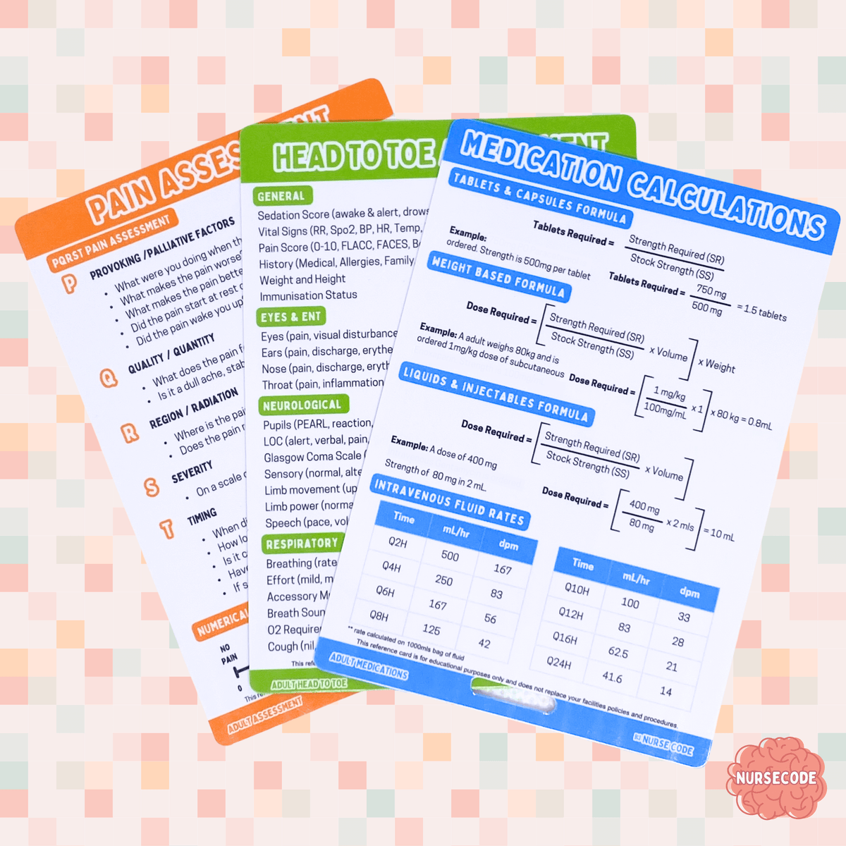 Adult Code Card Nurse Reference Cards | Adult Assessment Reference Card Bundle | Nurse Code