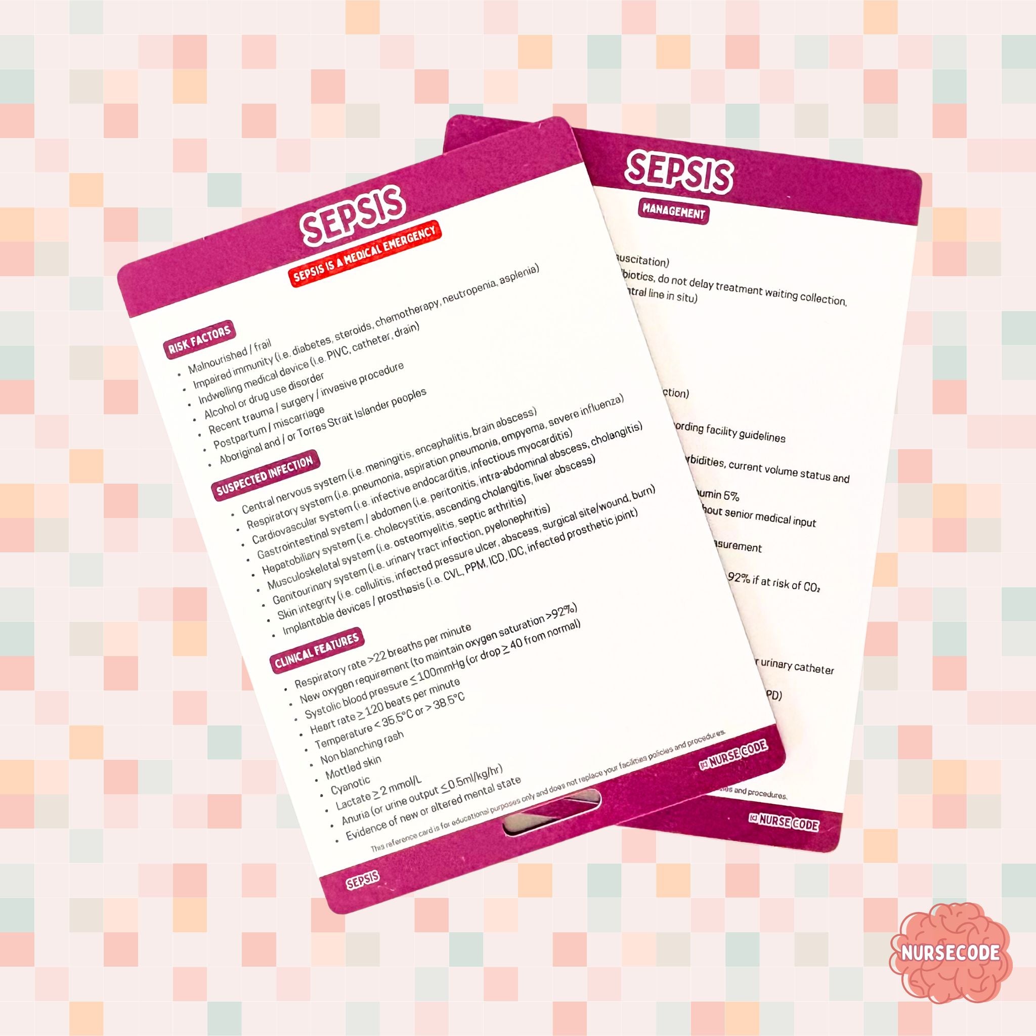 Sepsis Clinical Reference Card – Nurse Code